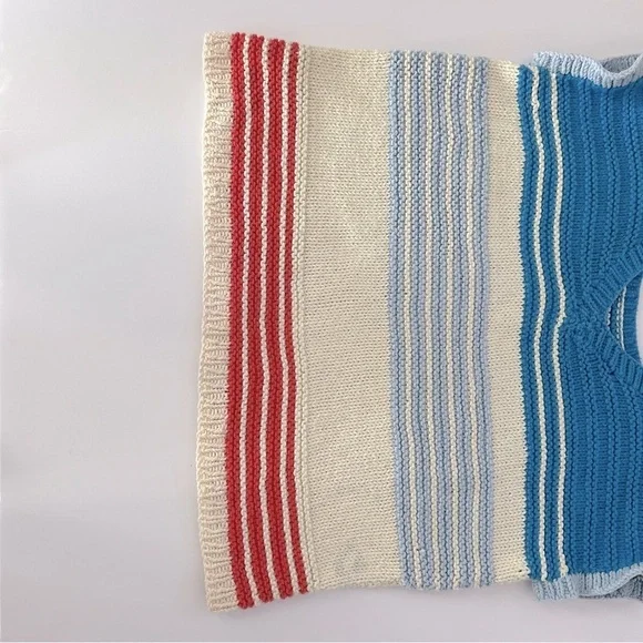 Vintage Knit Vest Sweater Top Shirt Cottagecore Granny Festival Size Medium - Picture 8 of 10